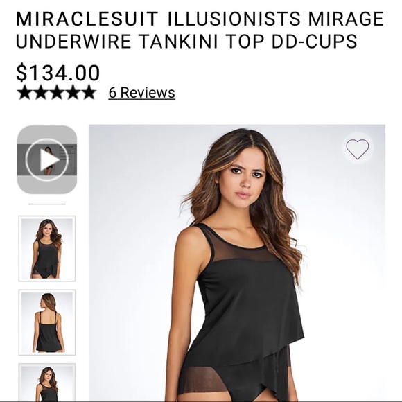 MIRACLESUIT ILLUSIONISTS MIRAGE Underwire Tankini Top DD-Cups (bundle w/shorts) - Picture 2 of 7